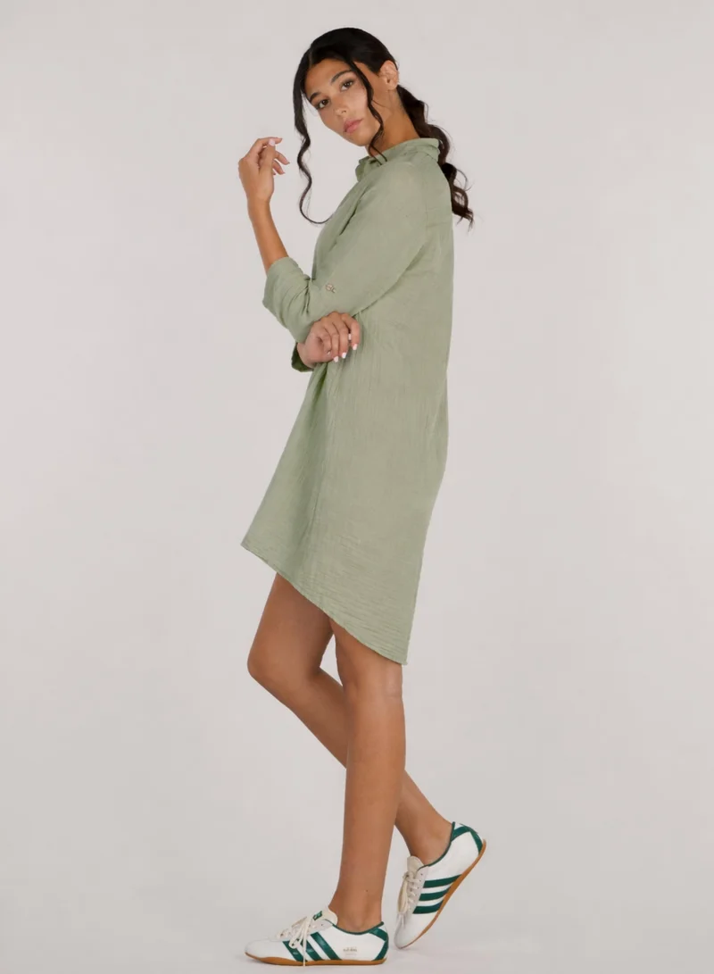 Just Nature Light Olive Soft Cotton Shirt Tunic for Women | Best Price UAE
